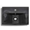 Ceramic Bathroom Sink Basin Faucet Overflow Hole Black Rectangular