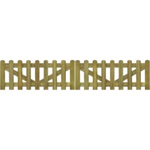 Picket Fence Gate 2 pcs Impregnated Wood 300x60 cm