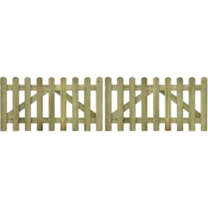 Picket Fence Gate 2 pcs Impregnated Wood 300x80 cm
