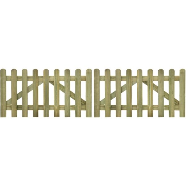 Picket Fence Gate 2 pcs Impregnated Wood 300x80 cm