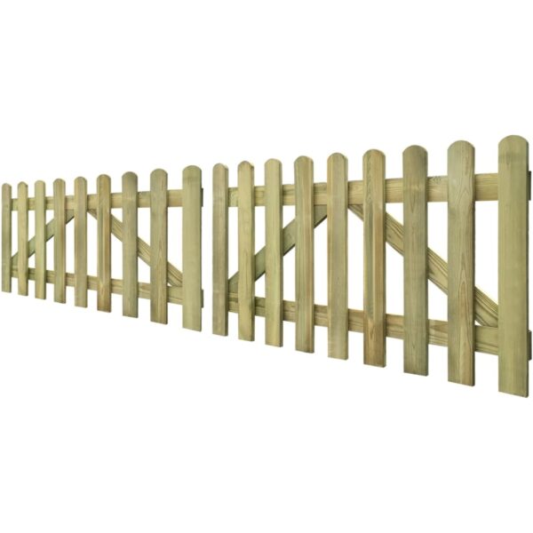 Picket Fence Gate 2 pcs Impregnated Wood 300x80 cm