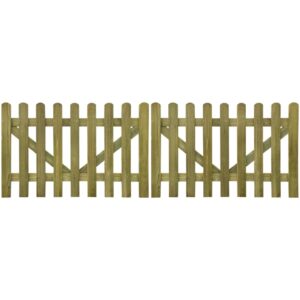 Picket Fence Gate 2 pcs Impregnated Wood 300x100 cm