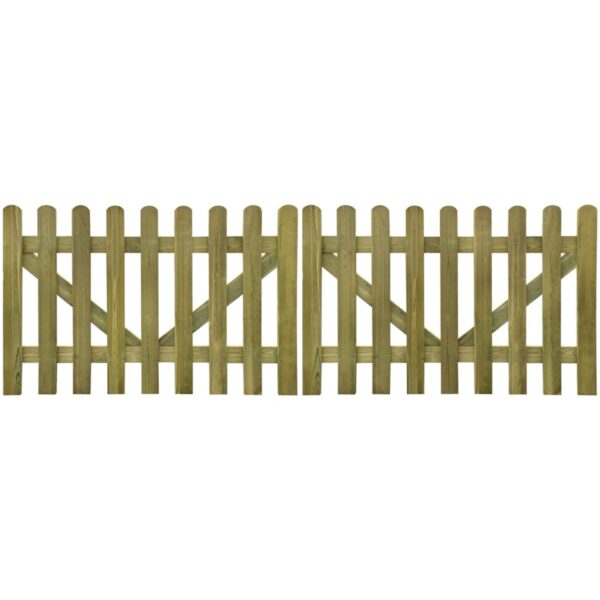 Picket Fence Gate 2 pcs Impregnated Wood 300x100 cm