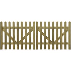 Picket Fence Gate 2 pcs Impregnated Wood 300x120 cm
