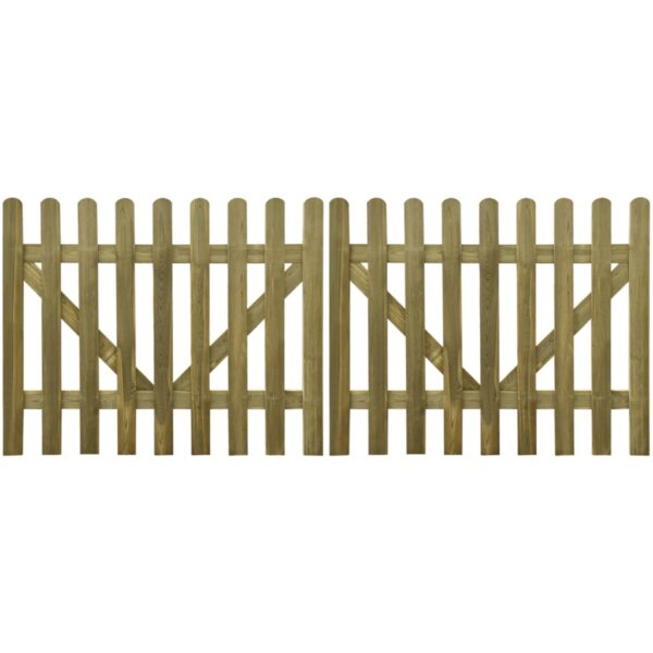 Picket Fence Gate 2 pcs Impregnated Wood 300x120 cm