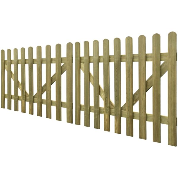 Picket Fence Gate 2 pcs Impregnated Wood 300x120 cm