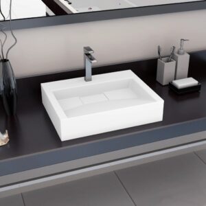 Wash Basin 60x38x11 cm Mineral Cast Marble Cast White