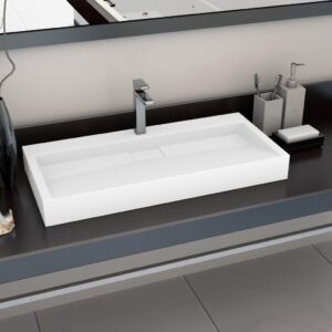 Wash Basin 100x46x11 cm Mineral Cast Marble Cast White