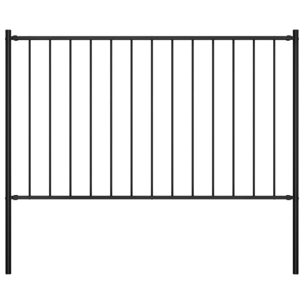 Fence Panel with Posts Powder-coated Steel 1.81x1 m Black