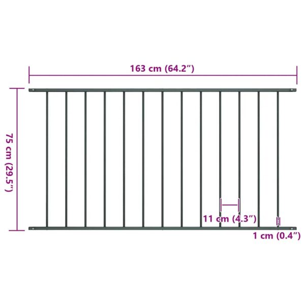 Fence Panel Powder-coated Steel 1.7x0.75 m Anthracite
