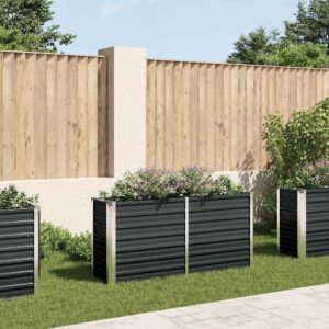 Garden Raised Bed Anthracite 160x40x77 cm Galvanised Steel