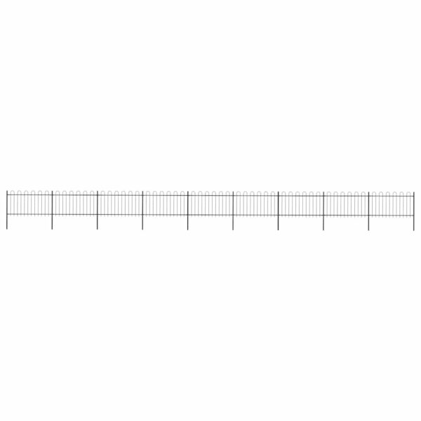 Garden Fence with Hoop Top Steel 1603.5x100 cm Black