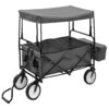 Folding Hand Trolley with Canopy Steel Grey