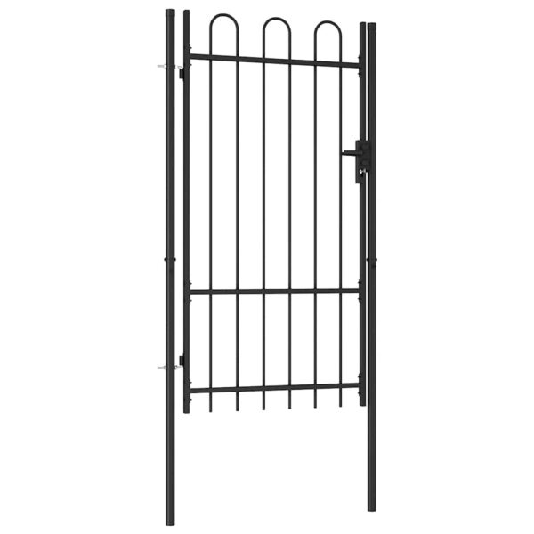 8719883769097_a_en_hd_1.jpg Fence Gate Single Door with Arched Top Steel 1x1.75 m Black