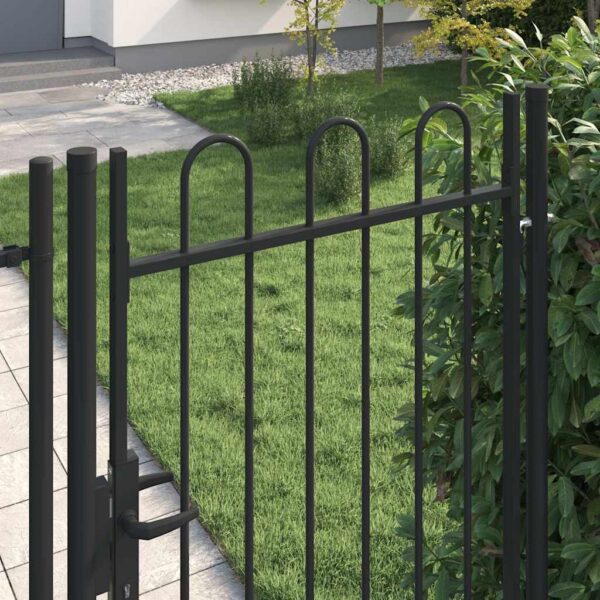8719883769097_g_en_hd_1.jpg Fence Gate Single Door with Arched Top Steel 1x1.75 m Black