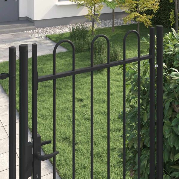 8719883769103_g_en_hd_1.jpg Fence Gate Single Door with Arched Top Steel 1x2 m Black