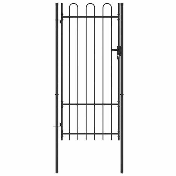 8719883769103_g_en_hd_2.jpg Fence Gate Single Door with Arched Top Steel 1x2 m Black