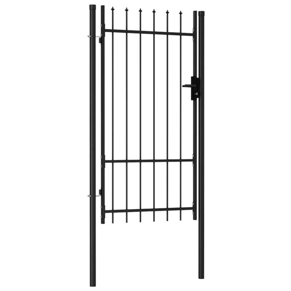 8719883769110_a_en_hd_1.jpg Fence Gate Single Door with Spike Top Steel 1x1.75 m Black
