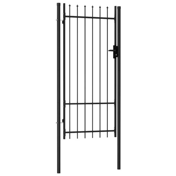 8719883769127_a_en_hd_1.jpg Fence Gate Single Door with Spike Top Steel 1x2 m Black
