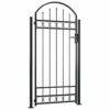 8719883769172_a_en_hd_1.jpg Fence Gate with Arched Top and 2 Posts 105x204 cm Black