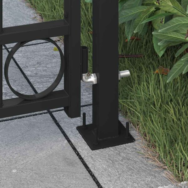 8719883769172_g_en_hd_1.jpg Fence Gate with Arched Top and 2 Posts 105x204 cm Black