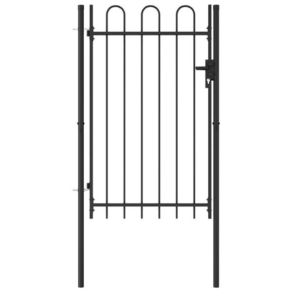 8719883769509_g_en_hd_2.jpg Fence Gate Single Door with Arched Top Steel 1x1.5 m Black