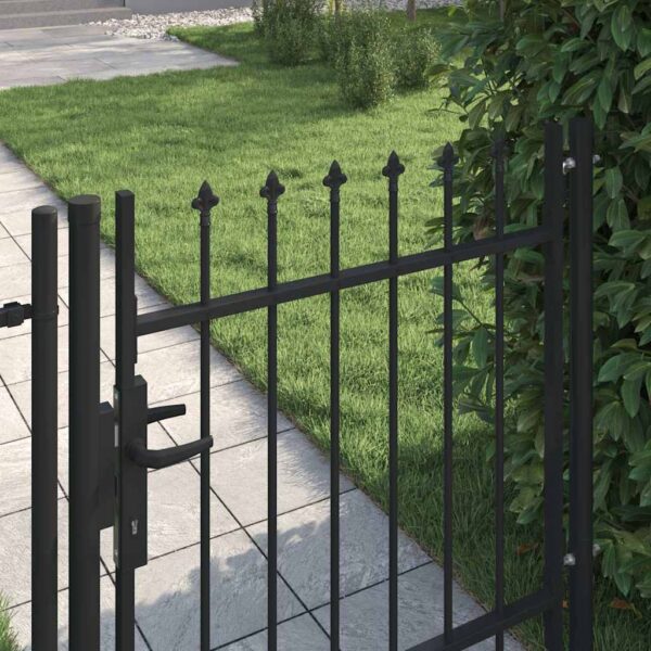 8719883769516_g_en_hd_1.jpg Fence Gate Single Door with Spike Top Steel 1x1 m Black