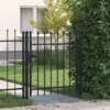 8719883769516_m_en_hd_1.jpg Fence Gate Single Door with Spike Top Steel 1x1 m Black