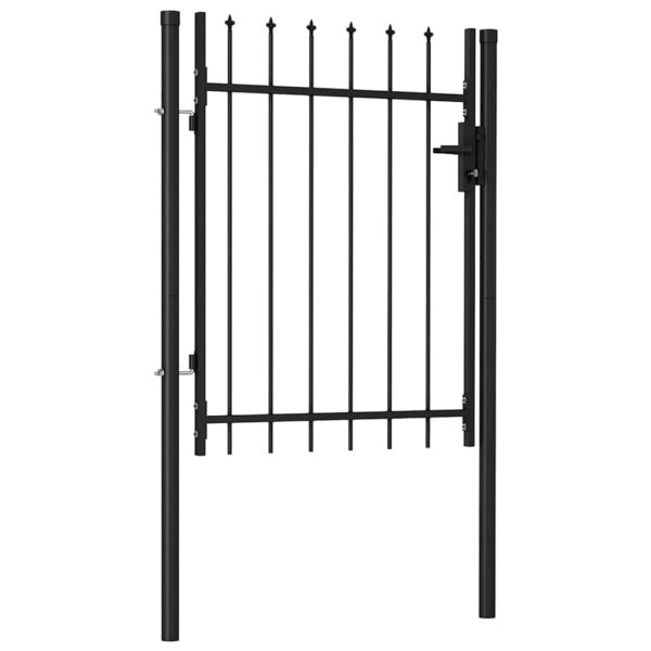 8719883769523_a_en_hd_1.jpg Fence Gate Single Door with Spike Top Steel 1x1.2 m Black