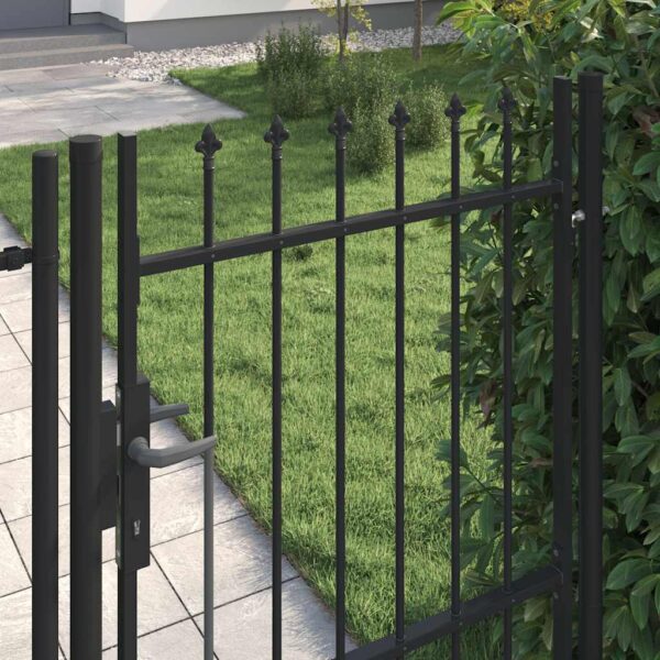 8719883769530_g_en_hd_1.jpg Fence Gate Single Door with Spike Top Steel 1x1.5 m Black