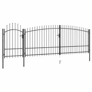 Garden Fence Gate with Spear Top 5x2.25 m Black