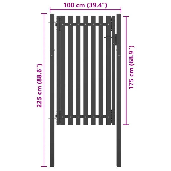 8719883865294_g_en_hd_3.jpg Garden Fence Gate Steel 1x2.25 m Anthracite