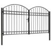 Fence Gate Double Door with Arched Top Steel 300x175 cm Black