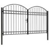 Fence Gate Double Door with Arched Top Steel 300x200 cm Black