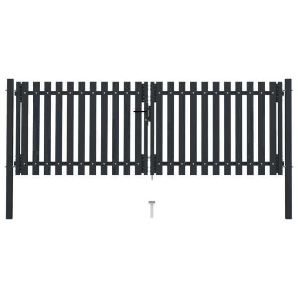 Double Door Fence Gate Steel 306x125 cm Anthracite