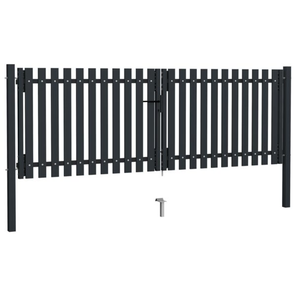 Double Door Fence Gate Steel 306x125 cm Anthracite