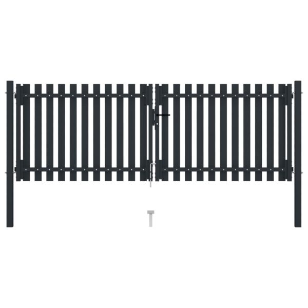 Double Door Fence Gate Steel 306x125 cm Anthracite