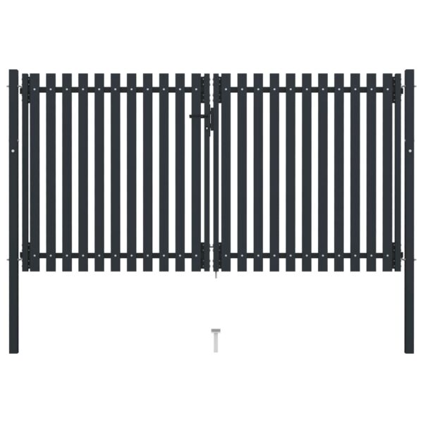 Double Door Fence Gate Steel 306x220 cm Anthracite