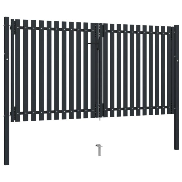 Double Door Fence Gate Steel 306x220 cm Anthracite