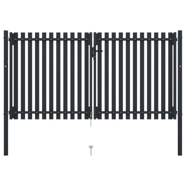 Double Door Fence Gate Steel 306x220 cm Anthracite