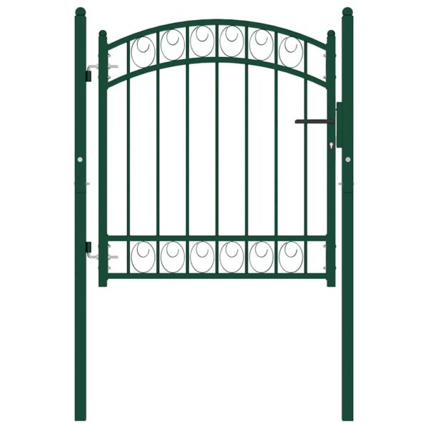 8719883885872_g_en_hd_1.jpg Fence Gate with Arched Top Steel 100x100 cm Green