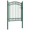 Fence Gate with Arched Top Steel 100x125 cm Green