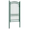 Fence Gate with Arched Top Steel 100x175 cm Green