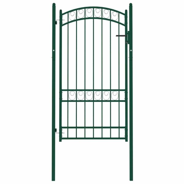 Fence Gate with Arched Top Steel 100x175 cm Green