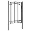 Fence Gate with Arched Top Steel 100x150 cm Black