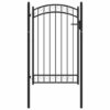 Fence Gate with Arched Top Steel 100x150 cm Black