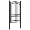 Fence Gate with Arched Top Steel 100x175 cm Black