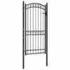 Fence Gate with Arched Top Steel 100x200 cm Black