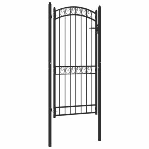 Fence Gate with Arched Top Steel 100x200 cm Black