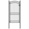Fence Gate with Arched Top Steel 100x200 cm Black